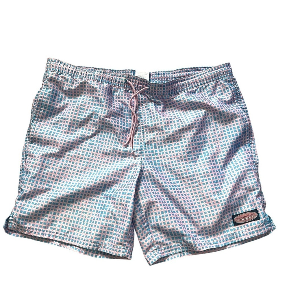 Vineyard Vines Men's Swim Trunks Shorts Pink Blue Geometric